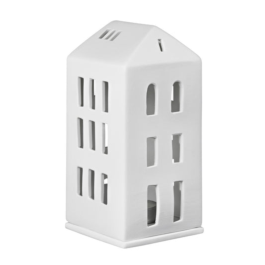 Porcelain Holiday Village House Tealight Holder - House with Hipped Roof - Handmade