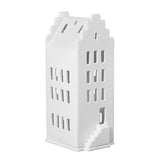 Porcelain Holiday Village House Tealight Holder with Stepped Gable Roof - Handcrafted