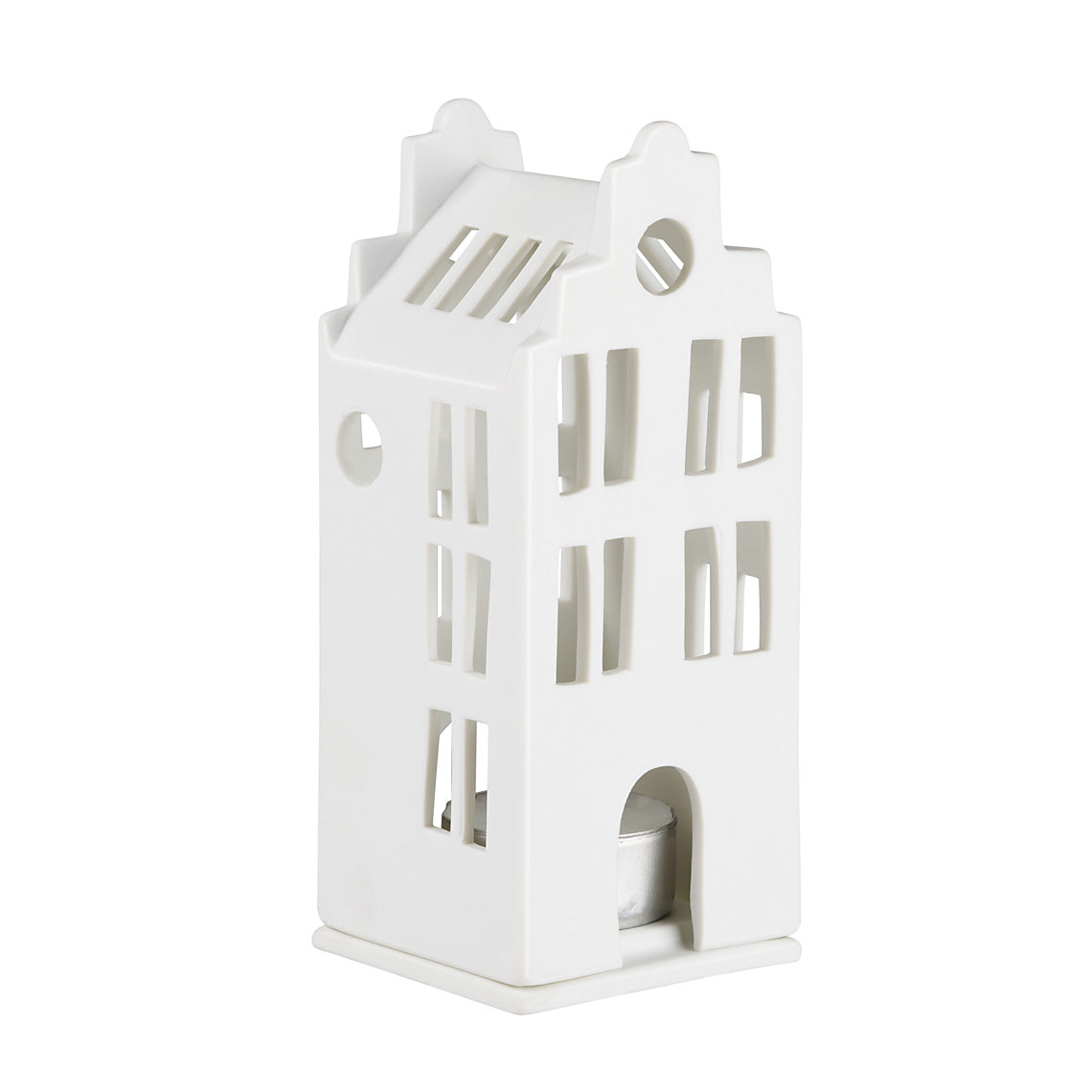 Porcelain Holiday Village House Tealight Holder - Canal House - Minimalist