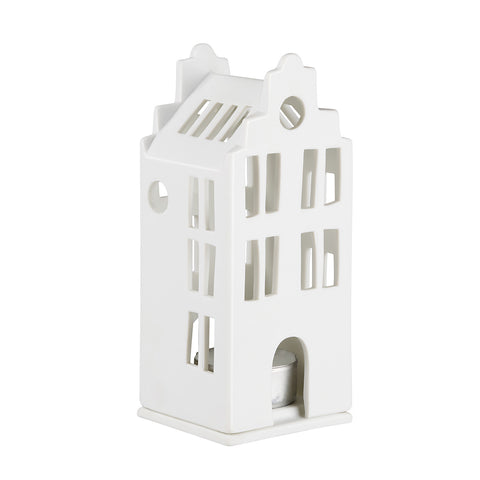 Porcelain Holiday Village House Tealight Holder - Canal House - Minimalist