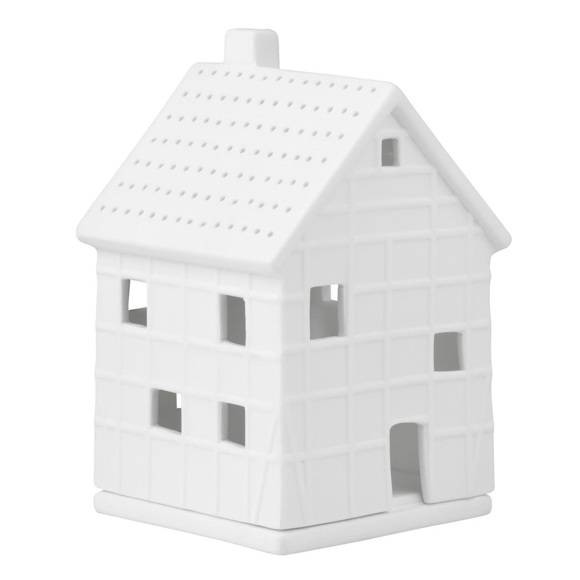Porcelain Holiday Village House Tealight Holder - Half Timbered European Architecture