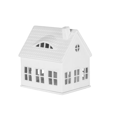 Porcelain Holiday Village House Tealight Holder - House with Dormers - Minimalist