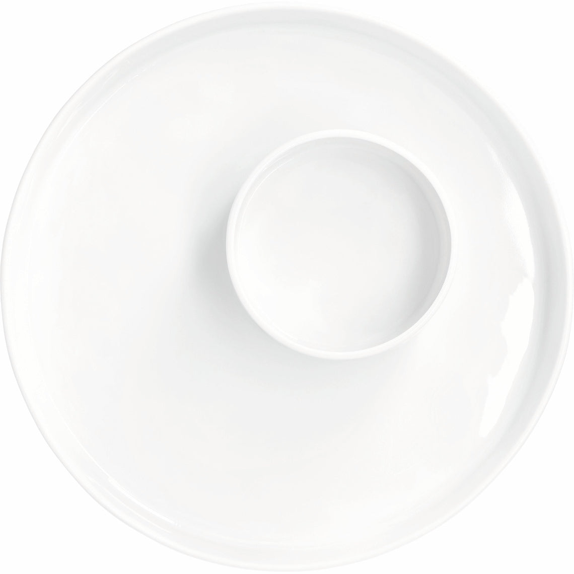 White serving dish shown from the top view on a white background