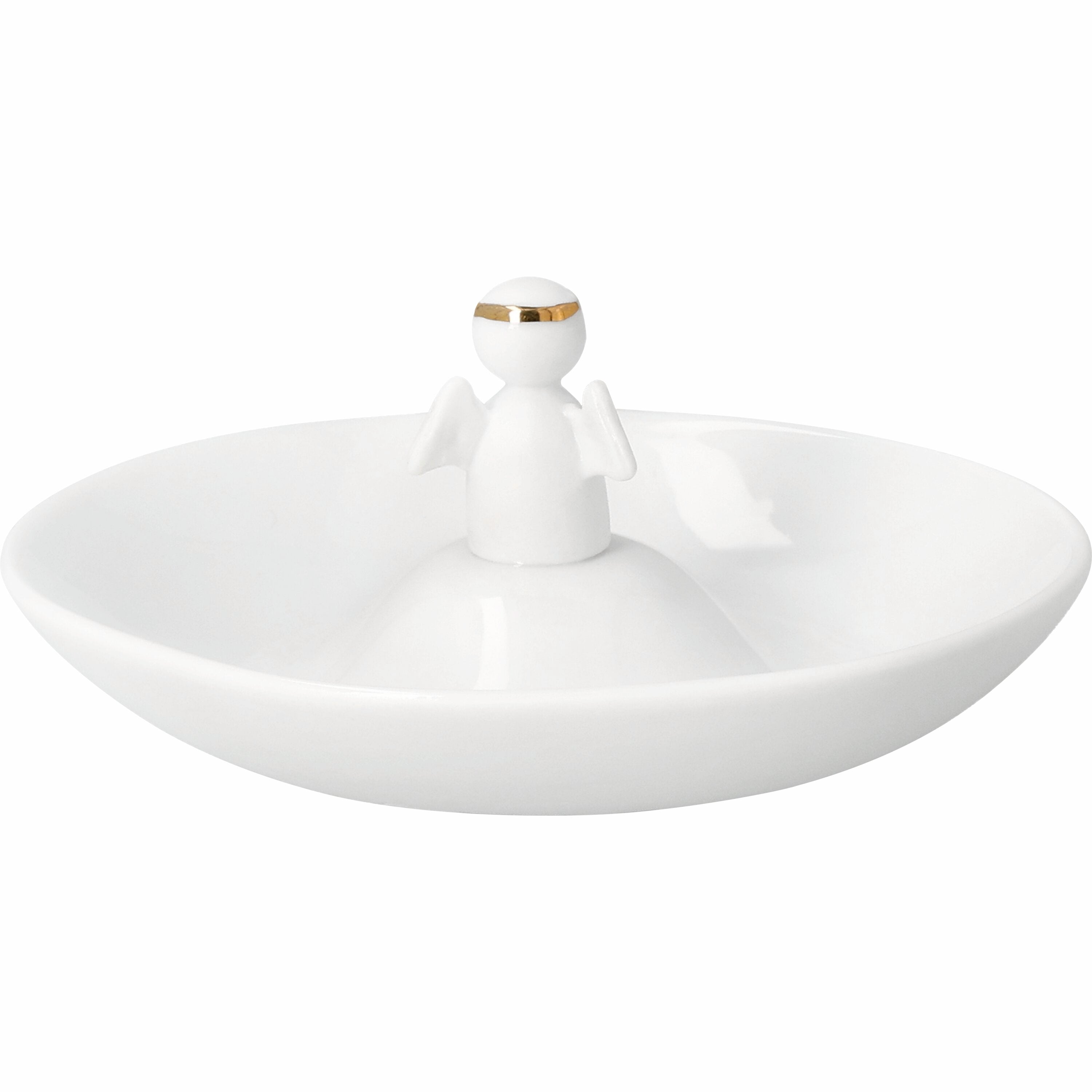 Back side of design  with a small angel figure on top against a white background