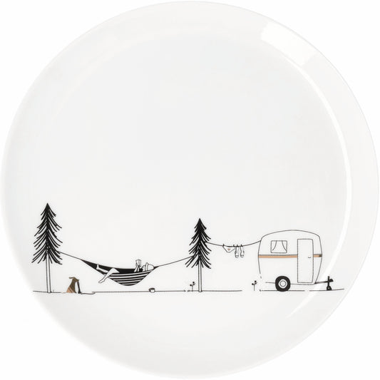 R18678 Hobby Porcelain Plate with Camping Graphic