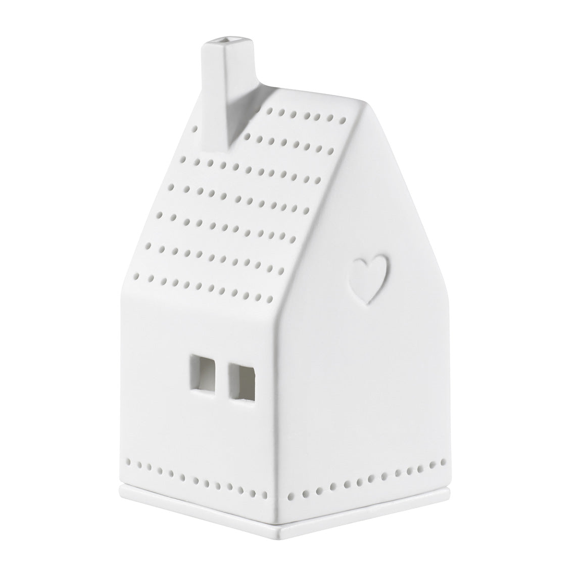 Mini Porcelain Holiday Village House tealight Holder with Heart Design - Minimalist