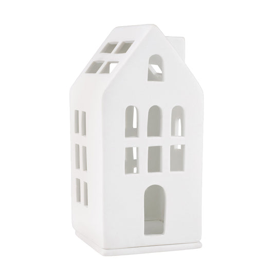 Porcelain Holiday Village House Tealight Holder - Guest House - Handcrafted