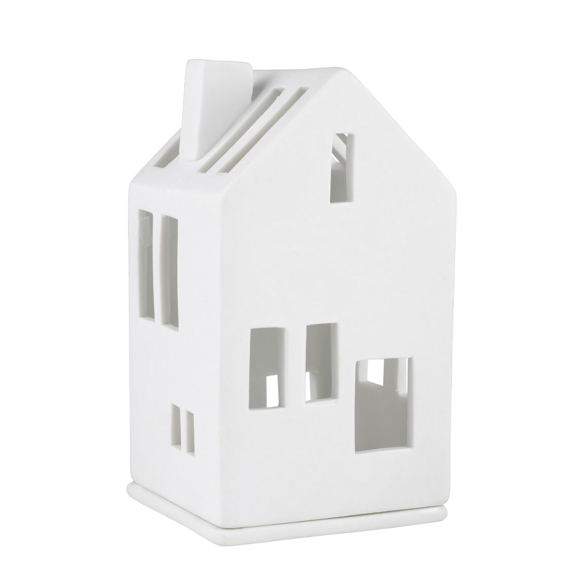 Porcelain Holiday Village House Tealight Holder - Nordic Family Residential Home - Handcrafted
