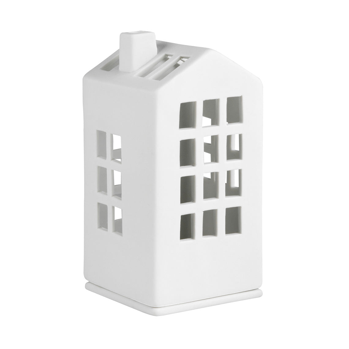 Porcelain Holiday Village House Tealight Holder - Town Hall - Minimalist