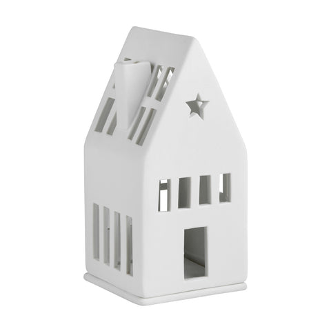 Porcelain Holiday Village house Tealight Holder with Star Gable - Handcrafted