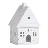Gingerbread Christmas Village house Tealight Holder - White Porcelain - Minimalist