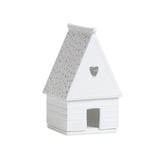 Gingerbread Christmas Village house Tealight Holder with Heart - White Porcelain - Handmade