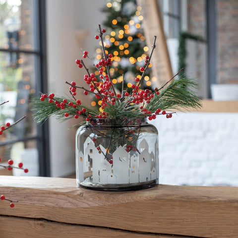 Village Houses Glass Vase Lifestyle Image