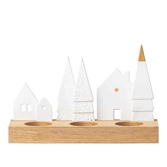 Holiday Village Tealight Holder Set Back R92526