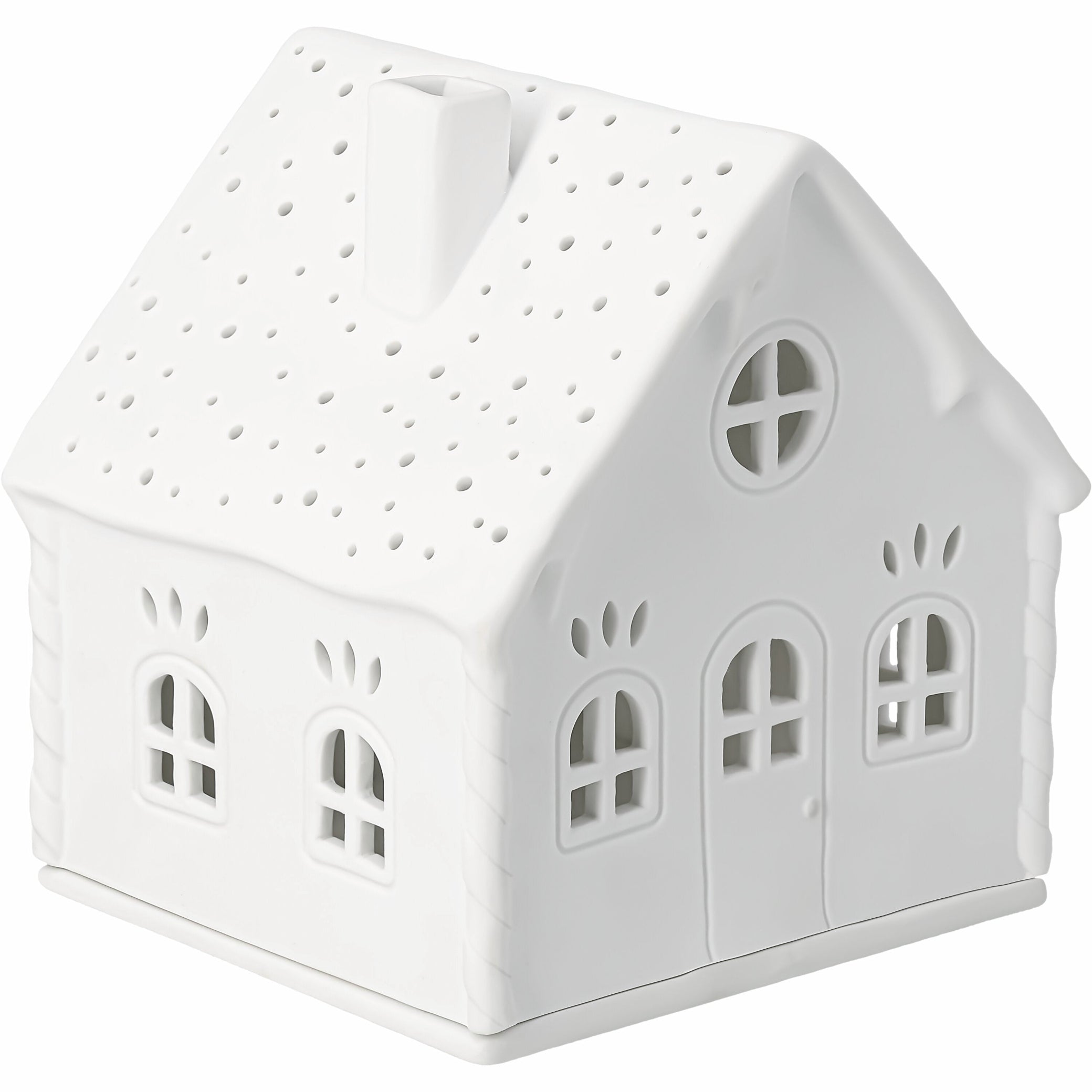 Porcelain Holiday Village House Tealight Holder Nordic Cottage Design - Handcrafted