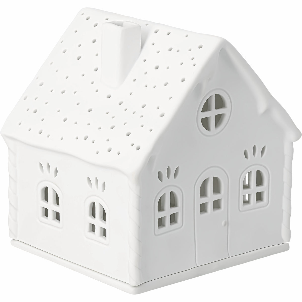 Porcelain Holiday Village House Tealight Holder Nordic Cottage Design - Handcrafted