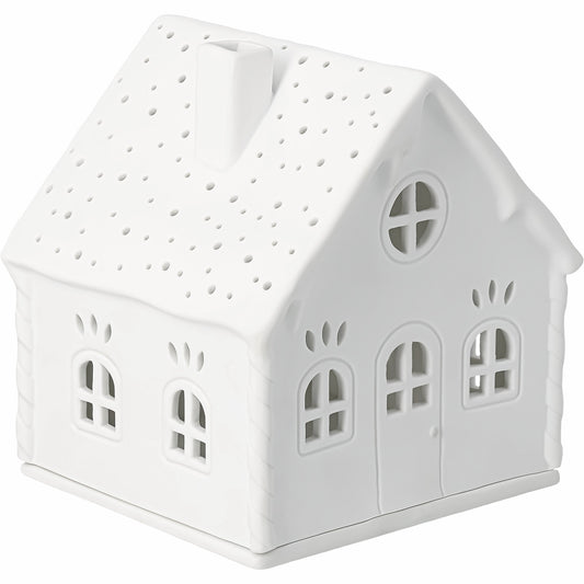 Porcelain Holiday Village House Tealight Holder Nordic Cottage Design - Handcrafted