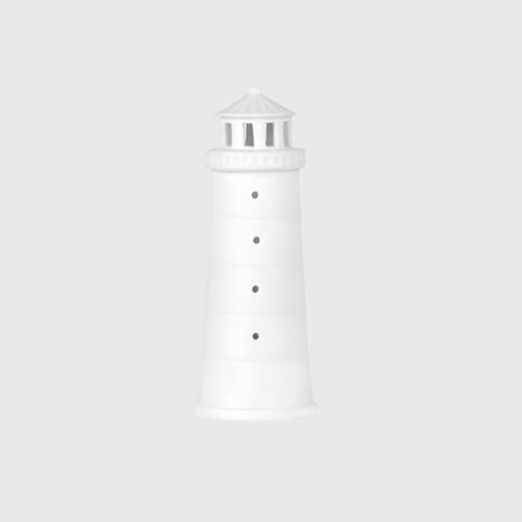 Rader Beyond the Sea Lighthouse LED Lamp – Coastal Porcelain Candle Luminary for Nautical Home Decor