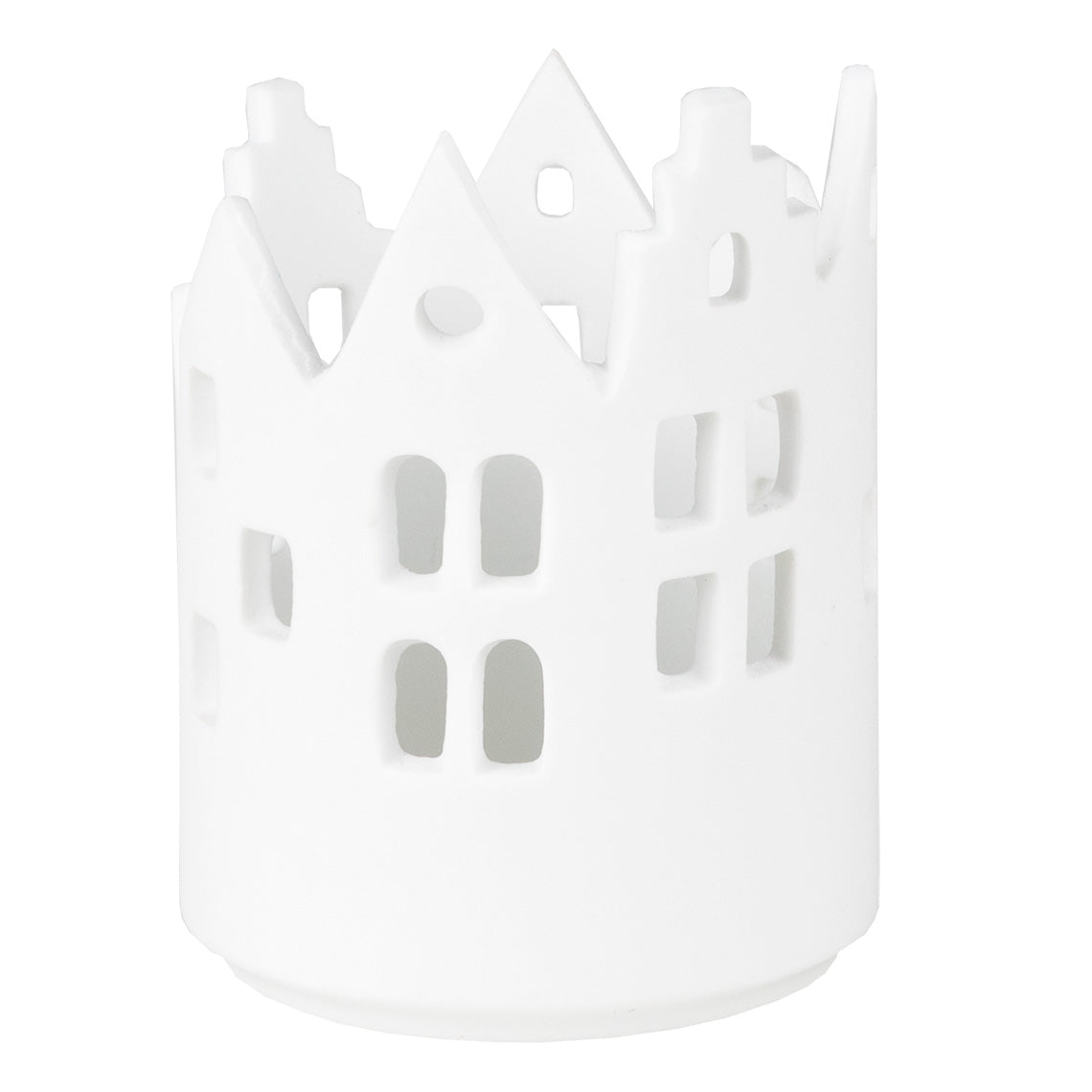 Rader City Light Porcelain Cityscape Candle Holder – Modern Tealight Luminary for Urban Home Decor