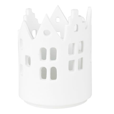Rader City Light Porcelain Cityscape Candle Holder – Modern Tealight Luminary for Urban Home Decor