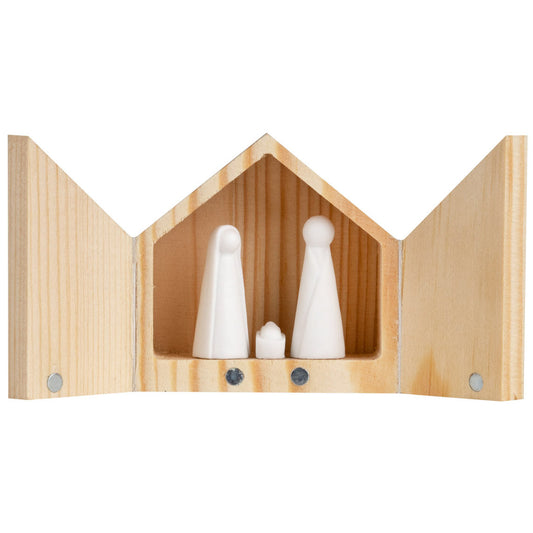 Rader Handcrafted Porcelain Miniature Nativity Set in Wood Stable Box – Small Elegant Keepsake Christmas Gift