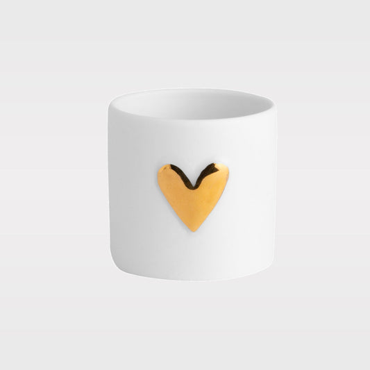 Rader Love Heart Porcelain Tealight Holder Set of 2 – Modern Gift Set with Gold or Silver Heart Accents