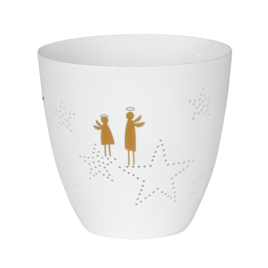 Rader Poetry Porcelain Tealight Candle Holder with Angel Design - Scandinavian Cozy Catchall Dish
