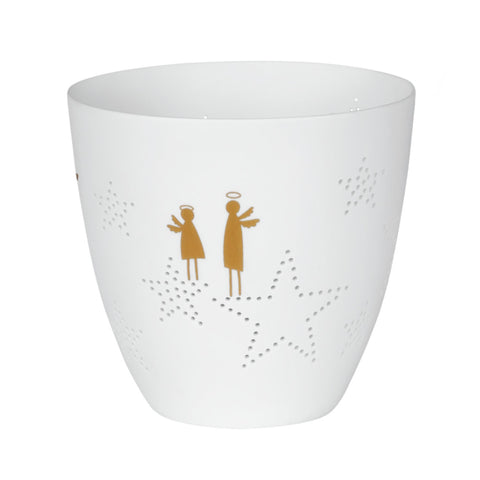 Rader Poetry Porcelain Tealight Candle Holder with Angel Design - Scandinavian Cozy Catchall Dish
