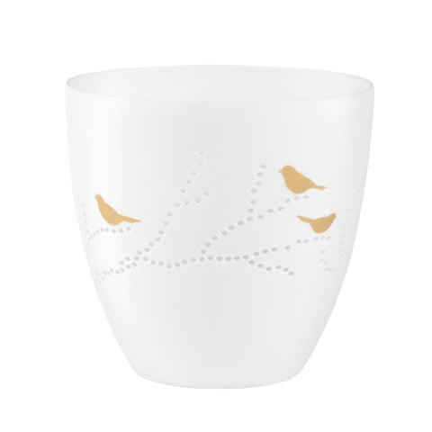 Rader Poetry Porcelain Tealight Candle Holder with Bird Design - Scandinavian Cozy Catchall Dish