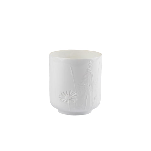 Rader Poetry Porcelain Tealight Candle Holder with Flower Design - Scandinavian Cozy Catchall Dish