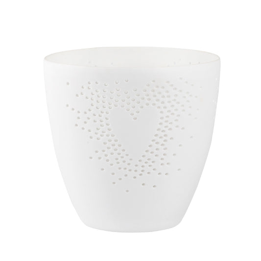 Rader Poetry Porcelain Tealight Candle Holder with Heart Design - Scandinavian Cozy Catchall Dish