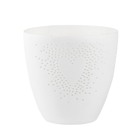 Rader Poetry Porcelain Tealight Candle Holder with Heart Design - Scandinavian Cozy Catchall Dish