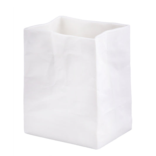 Rader Porcelain Bag Design Vase – Food Safe, Catchall, Storage Vessel & Modern Home Decor