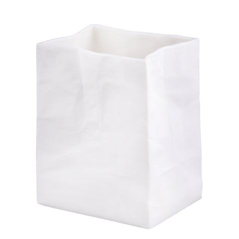 Rader Porcelain Bag Design Vase – Food Safe, Catchall, Storage Vessel & Modern Home Decor