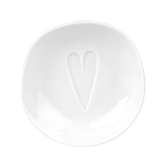 Rader Porcelain Decorative and Food Safe Mini Bowl with Embossed Heart - Catchall Dish