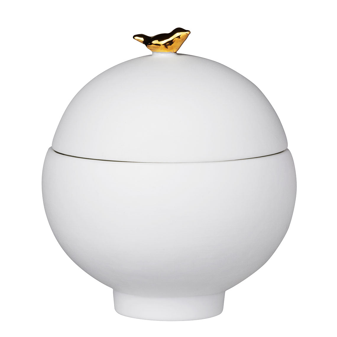 Rader Porcelain Stories Decorative Flock of Birds Canister with Lid – Handcrafted Catchall Dish with Gold Accents - Food Safe
