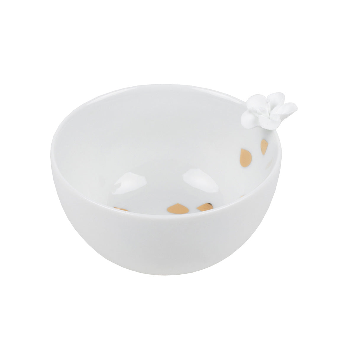 Rader Porcelain Stories Decorative Flower Bowl – Handcrafted Catchall Dish with Gold Accents - Food Safe