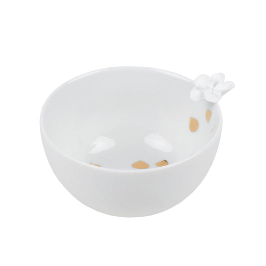 Rader Porcelain Stories Decorative Flower Bowl – Handcrafted Catchall Dish with Gold Accents - Food Safe