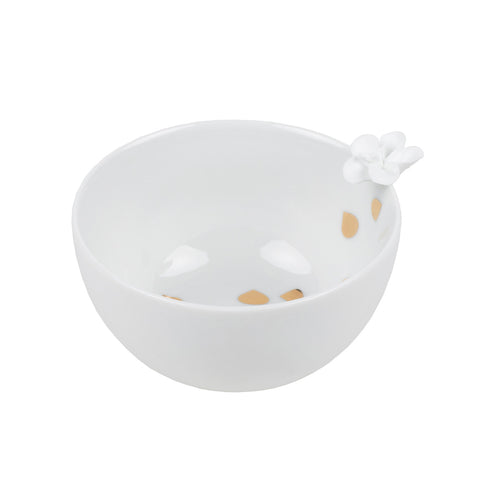 Rader Porcelain Stories Decorative Flower Bowl – Handcrafted Catchall Dish with Gold Accents - Food Safe
