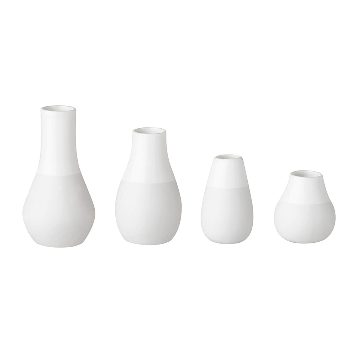 Rader Porcelain White Mini Vases Set of 4 – Scandinavian Vase Gift Set for Tiny Flowers or Buds