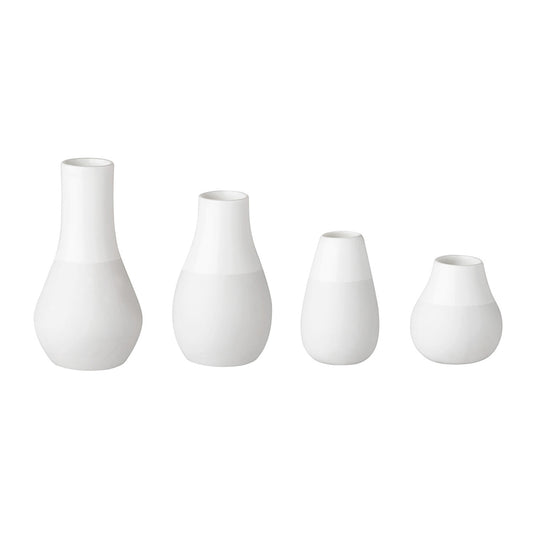 Rader Porcelain White Mini Vases Set of 4 – Scandinavian Vase Gift Set for Tiny Flowers or Buds