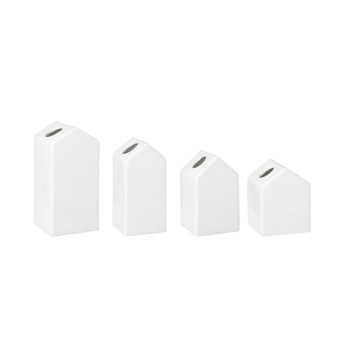 Scandinavian Style Porcelain House Shaped Vase Set of 4 - Sculptural Vase