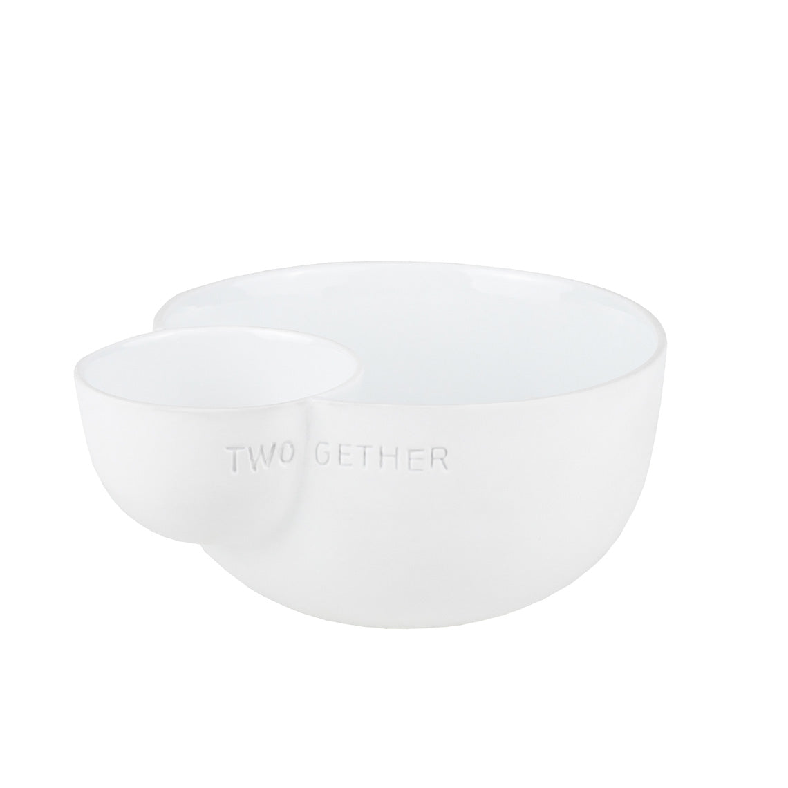 Two Gether Porcelain Personal Serving Dish for Presenting Food and Dips or Condiments Together 