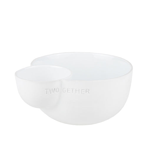 Two Gether Porcelain Personal Serving Dish for Presenting Food and Dips or Condiments Together 