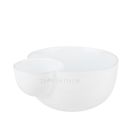 Two Gether Porcelain Personal Serving Dish for Presenting Food and Dips or Condiments Together 