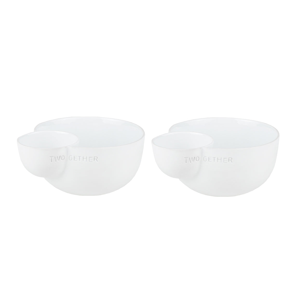 Two Gether Porcelain Serving Dish set of 2 for Presenting Food and Dips or Condiments Together 