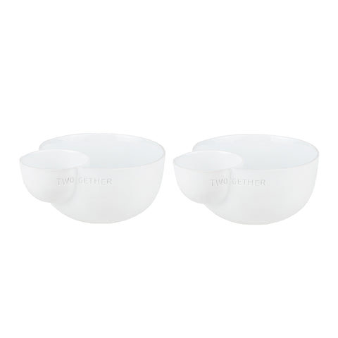 Two Gether Porcelain Serving Dish set of 2 for Presenting Food and Dips or Condiments Together 