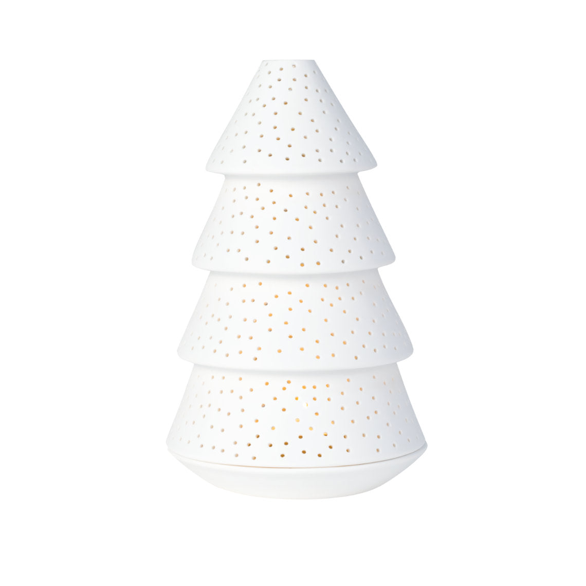 White Porcelain Christmas Tree Tealight Holder for Mantle, Shelf or Holiday Village - Scandinavian Décor