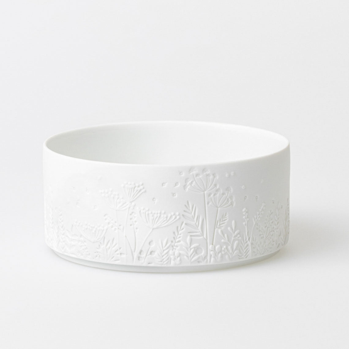 White Porcelain Decorative Serving Dish with Flower Garden Design for Tabletop Service or Décor 