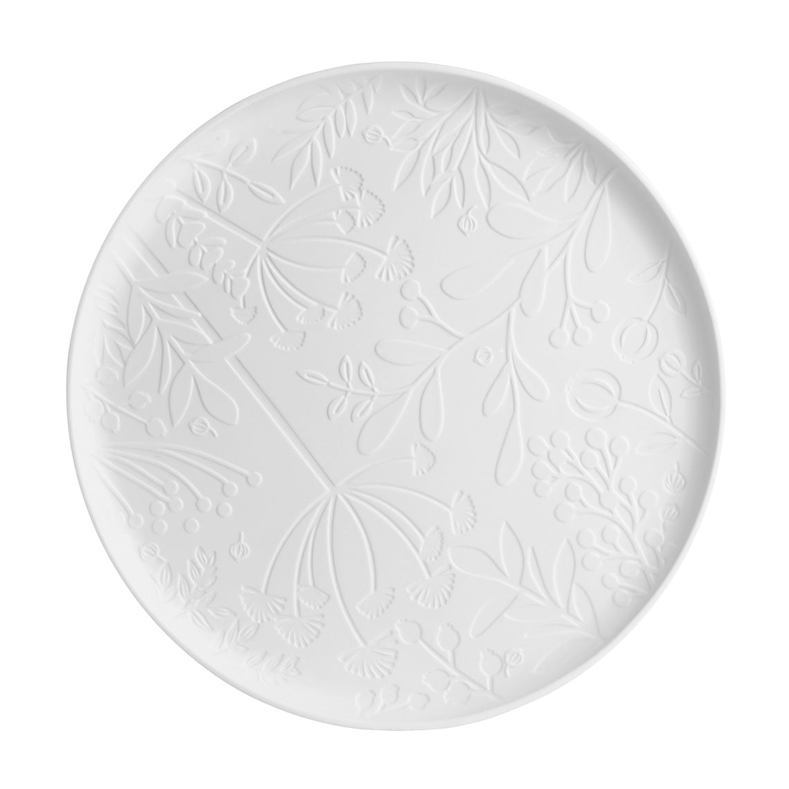 White Porcelain Decorative Serving Tray with Flower Garden Design for Tabletop Service or Décor 